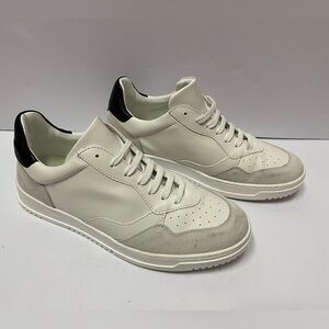 Calpierre Men's White and Gray black Sneakers leather 41/8